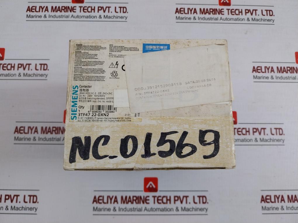 3Tf47 22-0Xn2 Siemens Contactor 63A Ac3 30Kw 400V 2No+2Nc