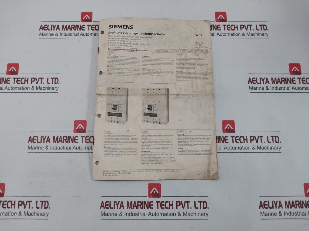 3Vf7111-2Bk60-1Ga0 Three & Four-pole Circuit Breaker Siemens Ac 50/60Hz 480V