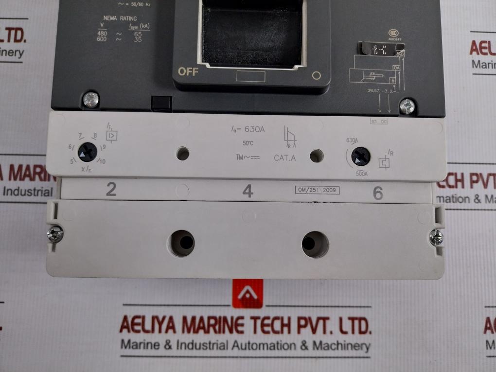 3Vl5763-3Aa36-0Aa0 Circuit Breaker 500-630A Siemens