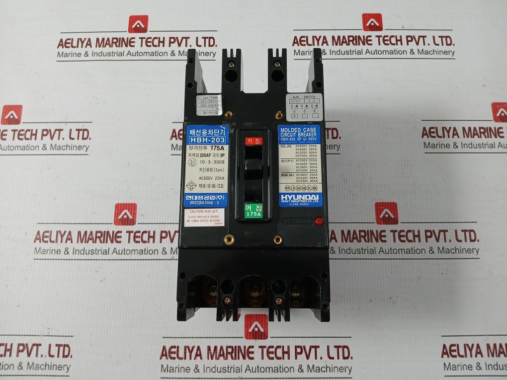 3P Molded Case Circuit Breaker 175A Ac600V 22Ka Hyundai Hbh-203