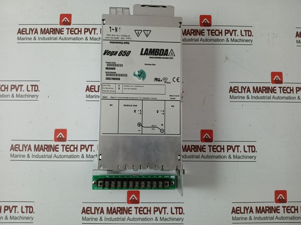 47-63Hz 11A Rms Max Power Supply Input: 100-240V Ac Nom Brand Lambda V604Nfv