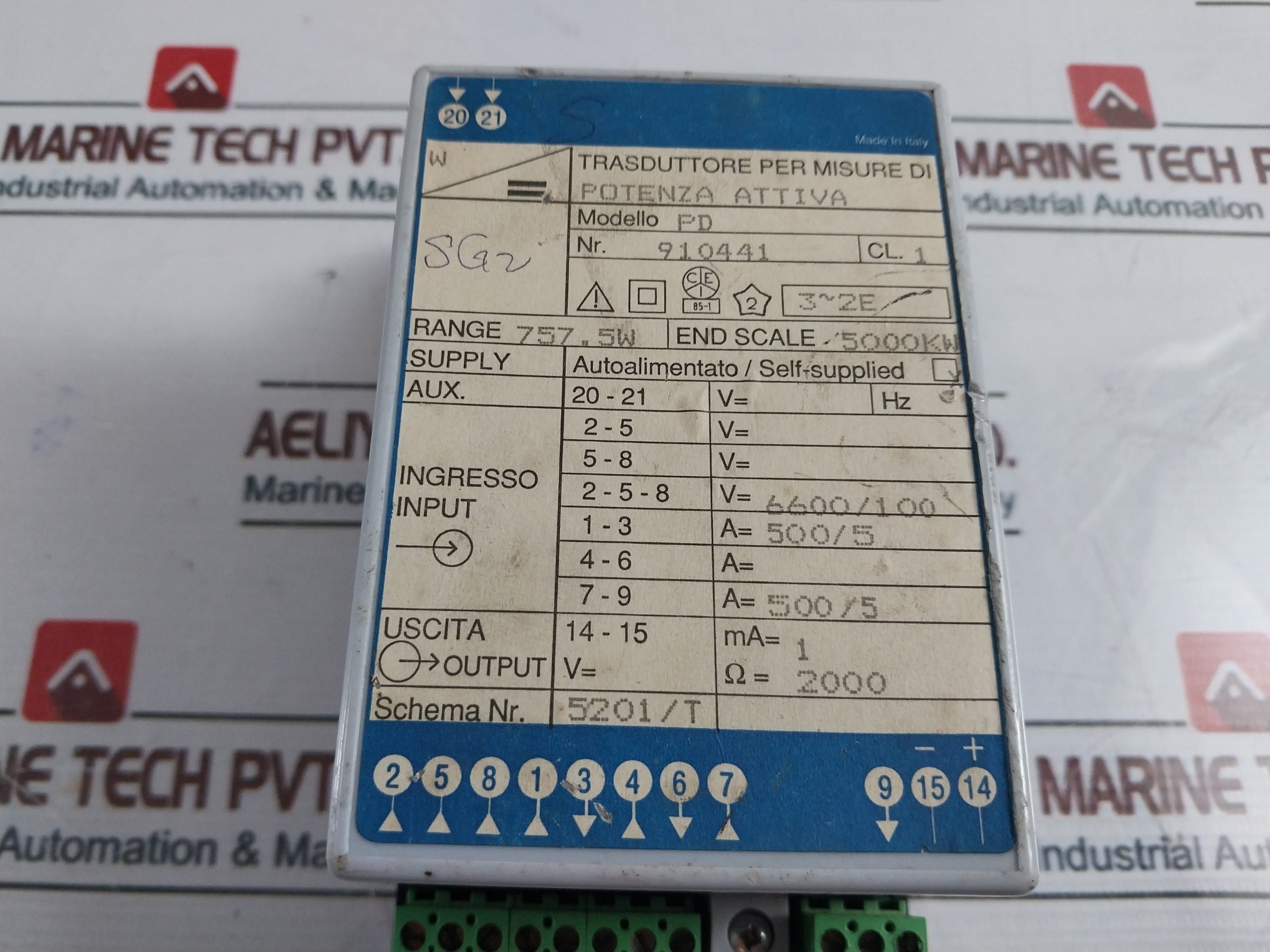 Pd 910441 Transducer For Active Power Measurements 757.5W 5000Kw