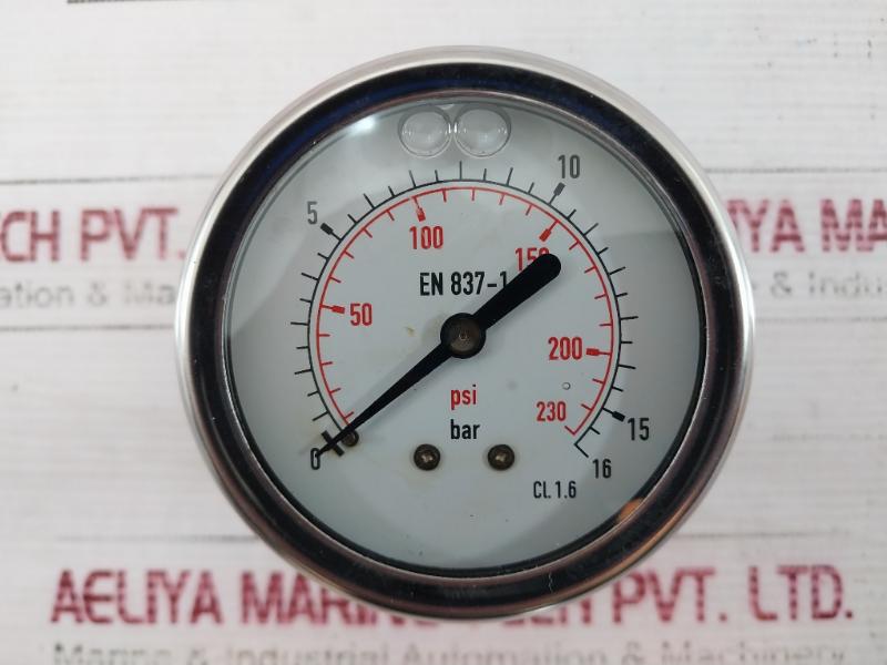 653222 Pressure Gauge Glycerine Oil Filled 0-16 Bar 0-230 Psi 63Mm 1/4" Bsp