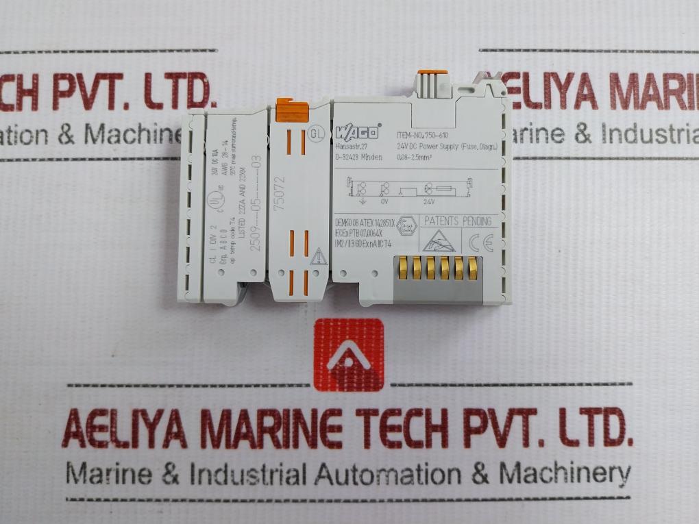750-610 Wago 10A 24Vdc Dc Power Supply Module With Fuse Holder And Diagnostics