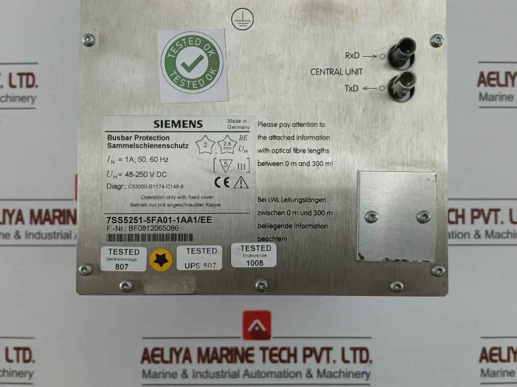 7Ss5251-5Fa01-1Aa1/Ee Busbar Protection Relay Brand Siemens 48-250Vdc