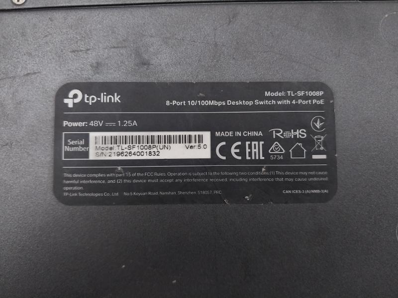 8-port 10/100Mbps Desktop Switch With 4-port Poe Part No: Tl-sf1008P Tp-link