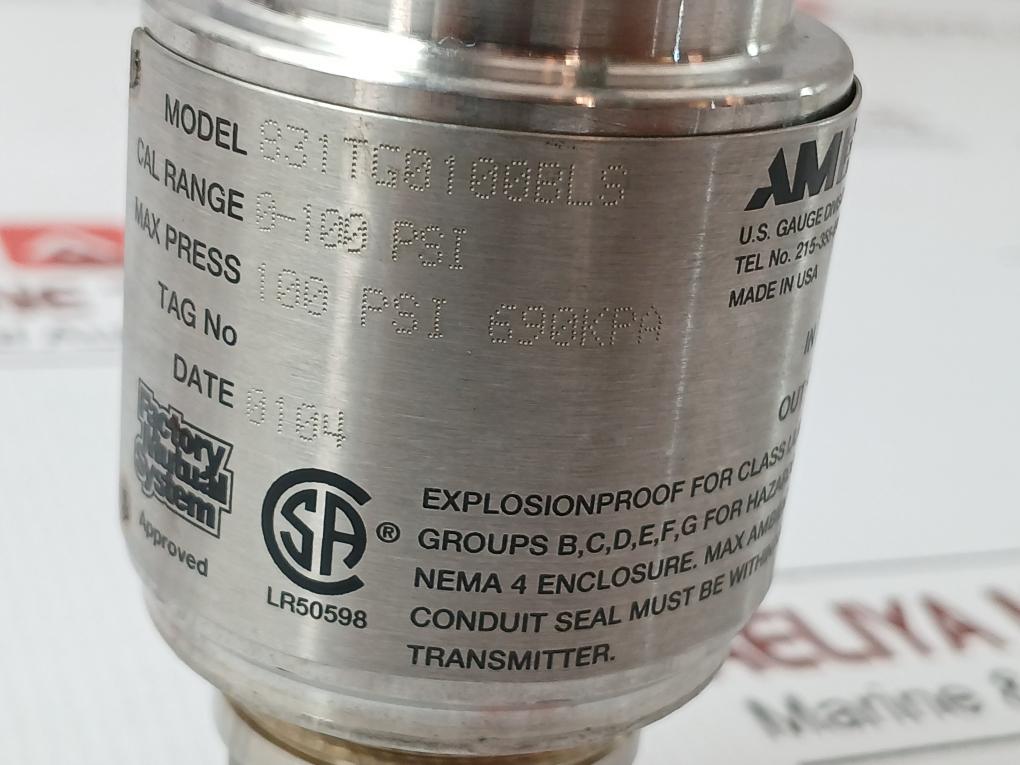831Tg0100Bls Pressure Transmitter 0-100Psi Ametek