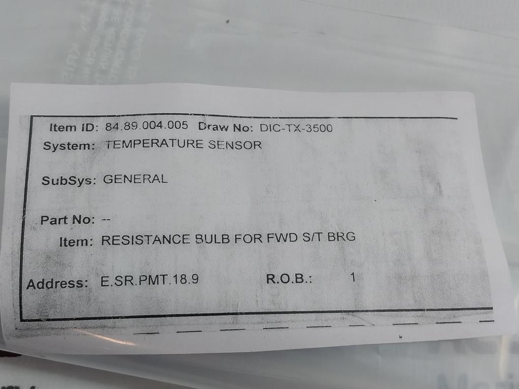 84.89.004.005 Temperature Sensor Cable 6M Dic-tx-3500