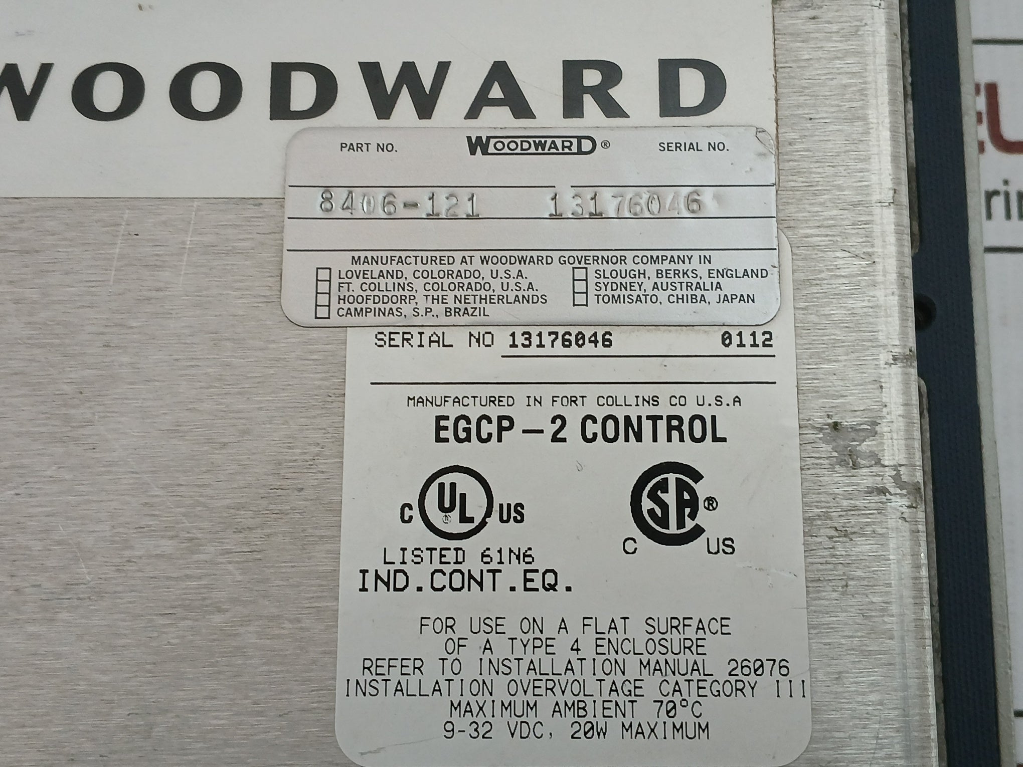 8406-121 4 Enclosure Digital Generator Controller 70˚C 9-32Vdc Woodward