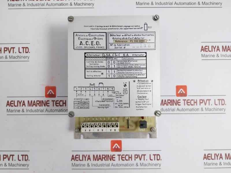 A.C.E.O 4A 250V 50/60Hz Rotating Diode Fault Detector P5 190 0400