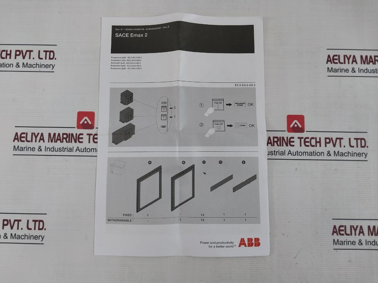 Abb 1Sda073865R1 Door Flange For Withdrawable Circuit Breaker Ip30-e2.2-e6.2
