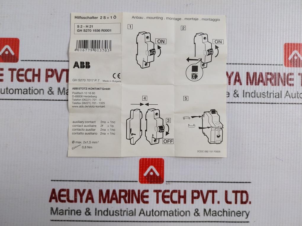 Abb 6Kv Auxiliary Switch S2-h21