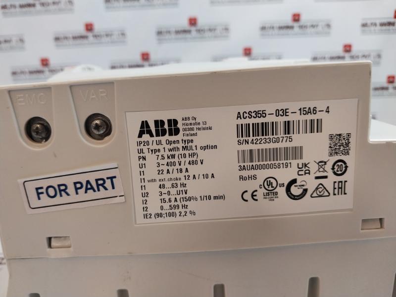 Abb Acs355-03E-15A6-4 Ac Machinery Drive Module 7.5 Kw 3-400V/480V