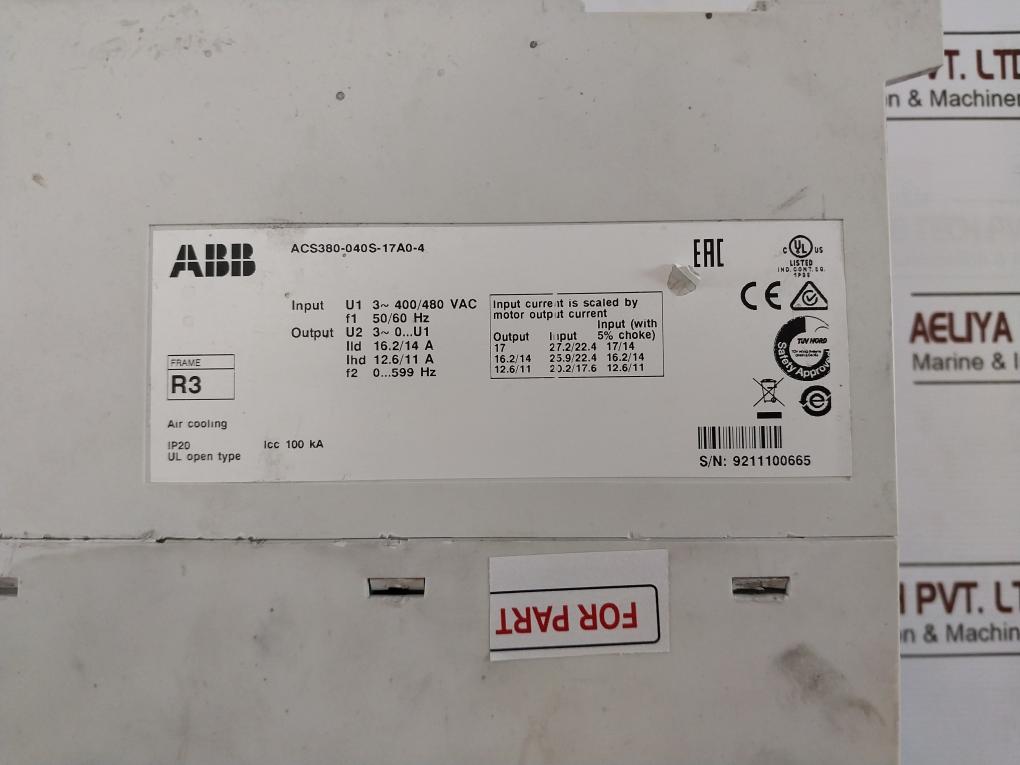 Abb Acs380-040S-17A0-4 Ac Inverter 7.5Kw 400V 3-phase 50/60Hz