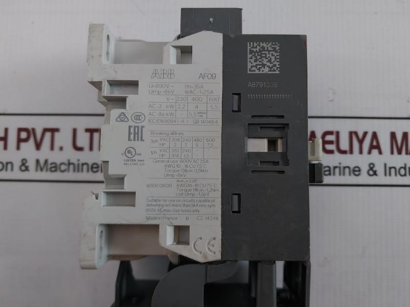 Abb Af09-30-10-13 Contactor With Overload Relay B C2-14248 9-11 Lb-in D300/q600
