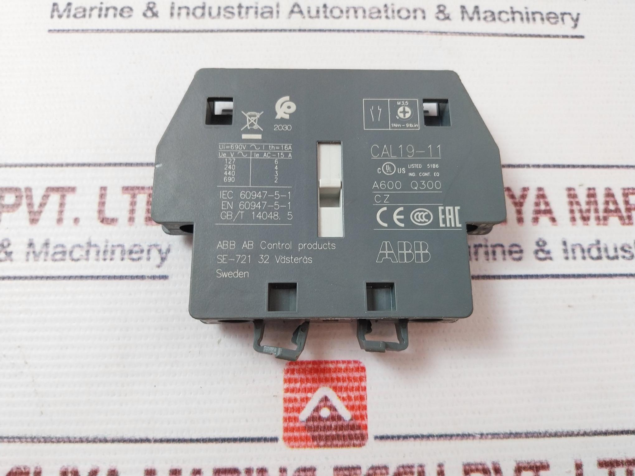 Abb Cal19-11 Auxiliary Contact Block Iec/En 60947-5-1