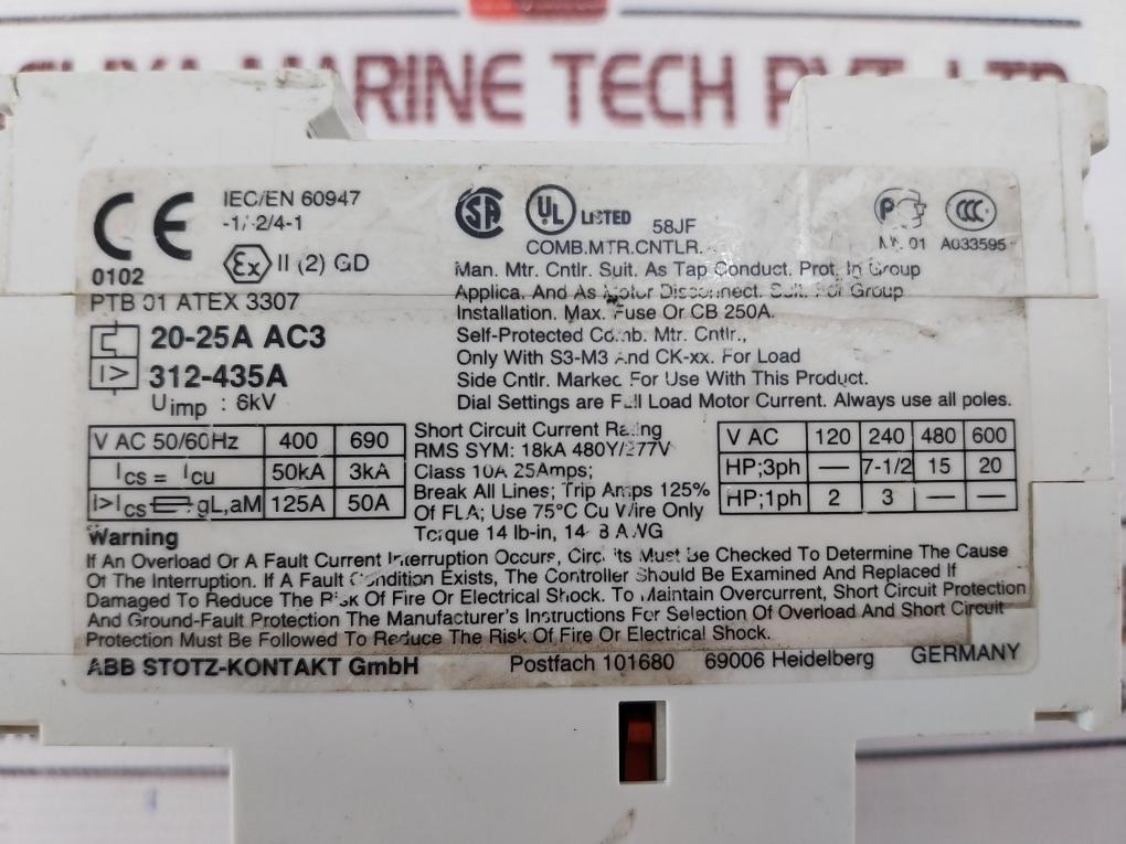 Abb Ms 325 Manual Motor Starter 312-435A