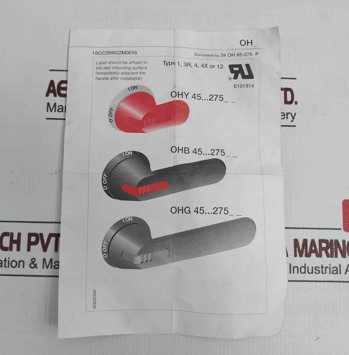 Abb Ohb 65J6 Pistol Handle For Power Circuit Breaker 1Scc390022M0016