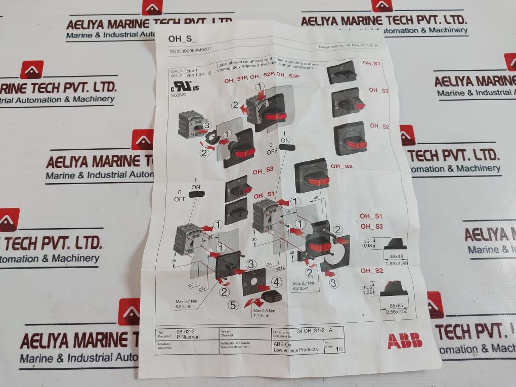 Abb Ohbs2Aj Selector Handle 1Sca105213R1001 Ex1244