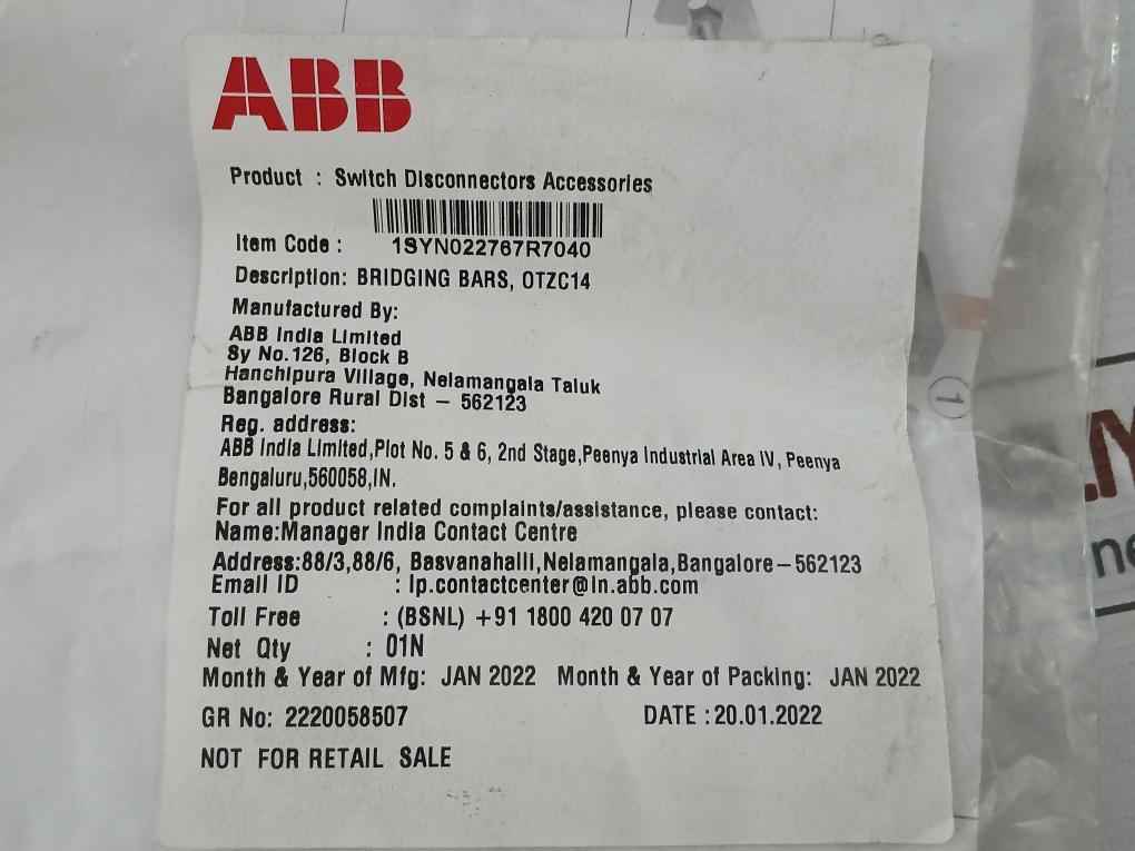 Abb Ot160E04C Manual Change-over Switch Unit 4P 415V 160A Ac-31B
