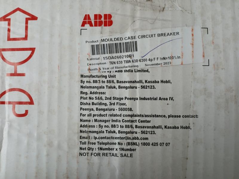 Abb Tmax T6N 630 Sace Tmax Moulded Case Circuit Breaker Iec 60947-2 1000V