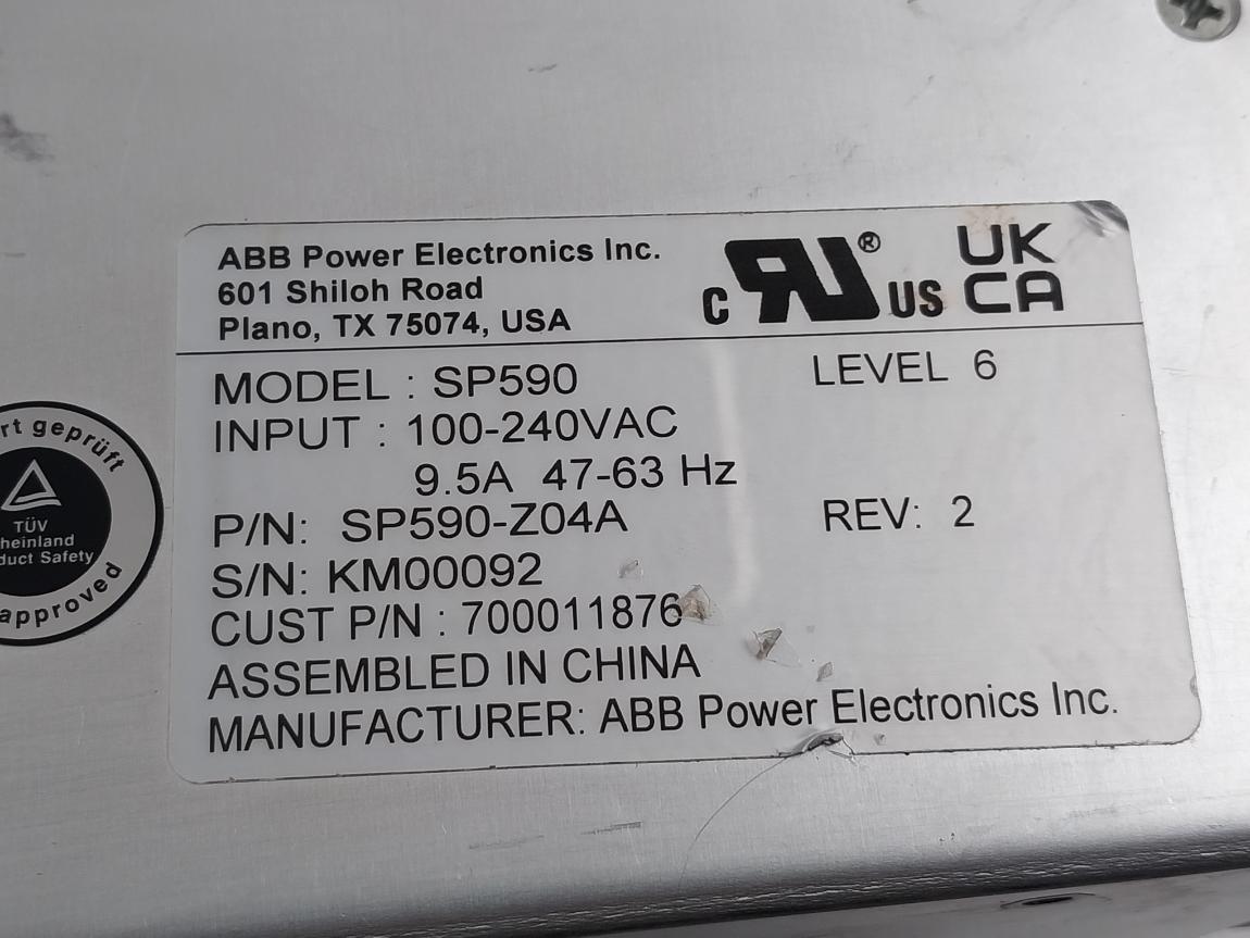 Abb Sp590 Power Supply Level 6 100-240Vac 9.5A 47-63Hz Rev 2