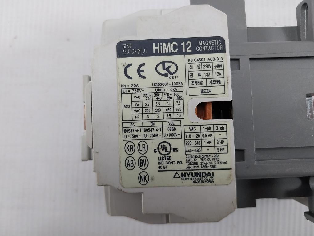 Ac-Magnetic-Contactor-220v-13a-50hz-Hg02001-1002a-Hyundai-Himc-12-7