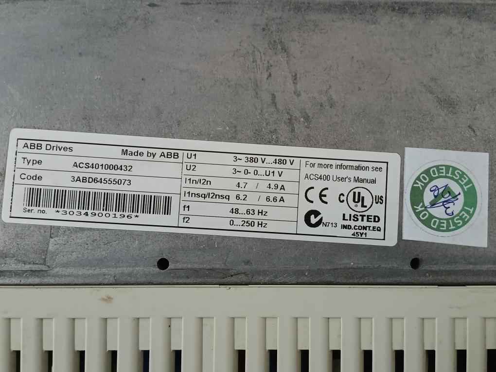 Acs401000432 Frequency Converter Drive Abb 48-63 Hz