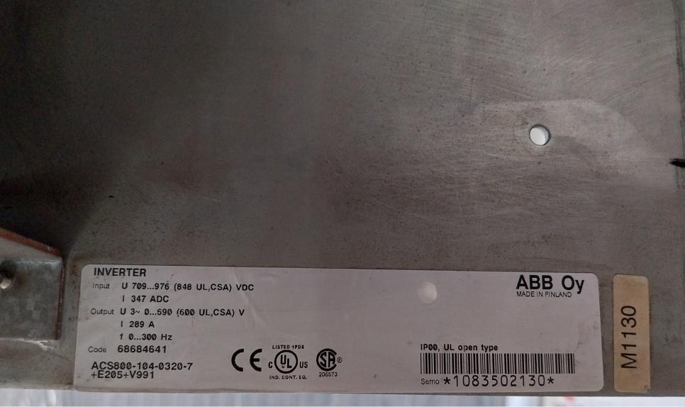 Acs800-104-0320-7+E205+V991 Inverter 709...976 Vdc (848 Vdc Ul/Csa) Abb