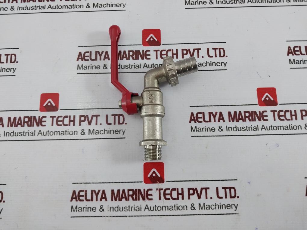 Aglaia 3/8" Stainless Steel Hose Union Tap Red Knob Handle
