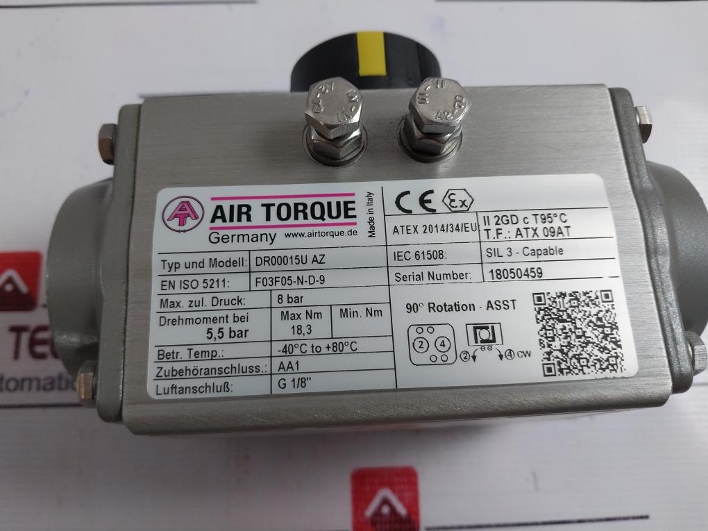 Air Torque Dr00015U Az Pneumatic Actuator 8 Bar 5,5 Bar