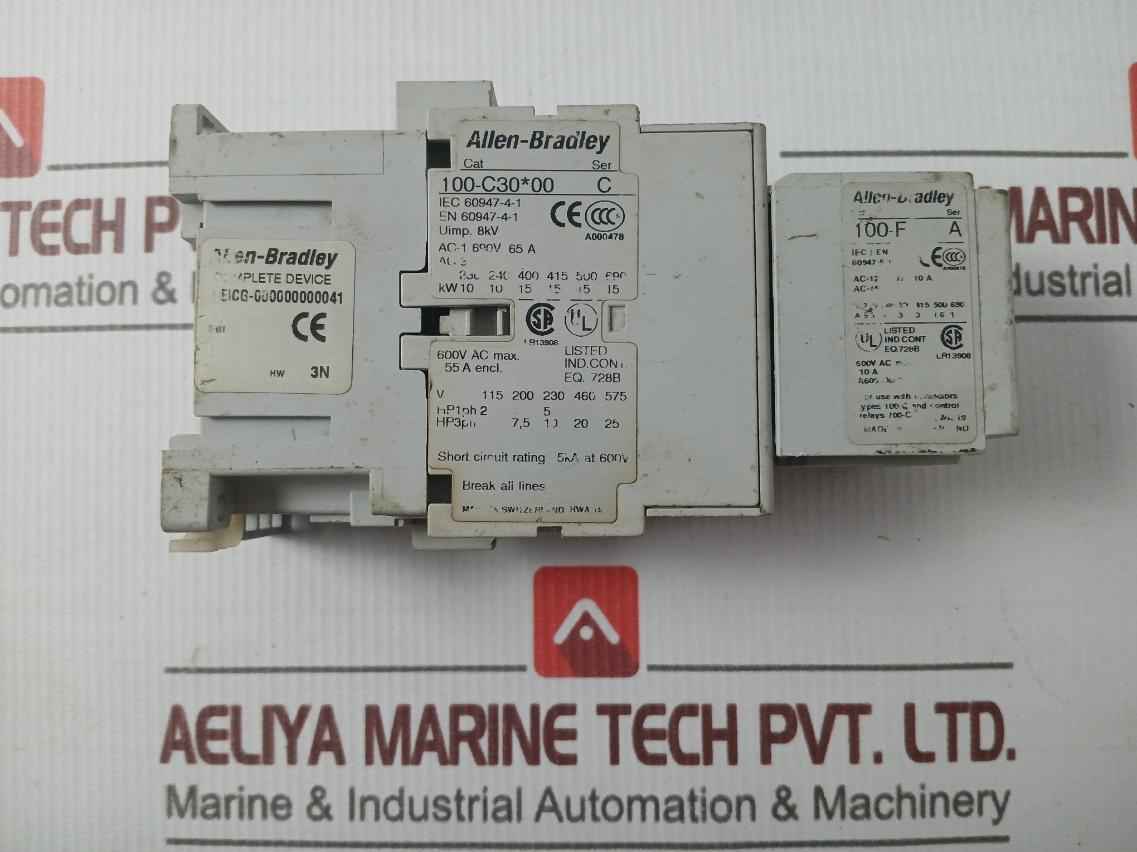 Allen-bradley 100-c30*00 Iec Contactor With 100-f Auxiliary Contact Block