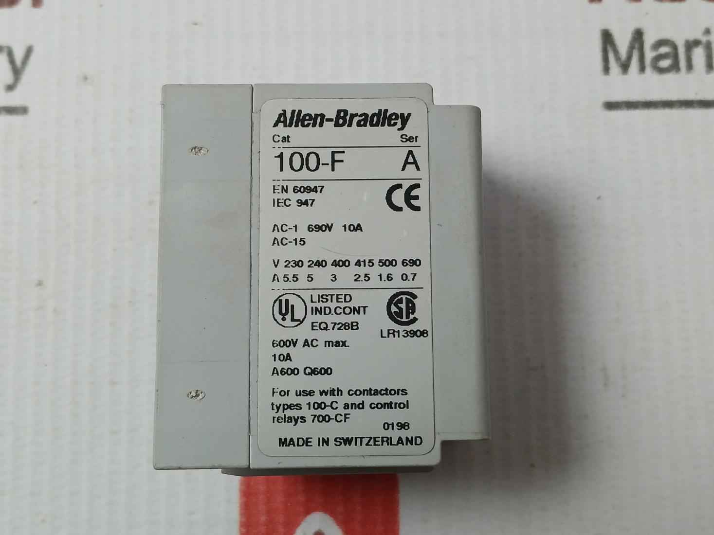 Allen-bradley 100-f Auxiliary Contact Block