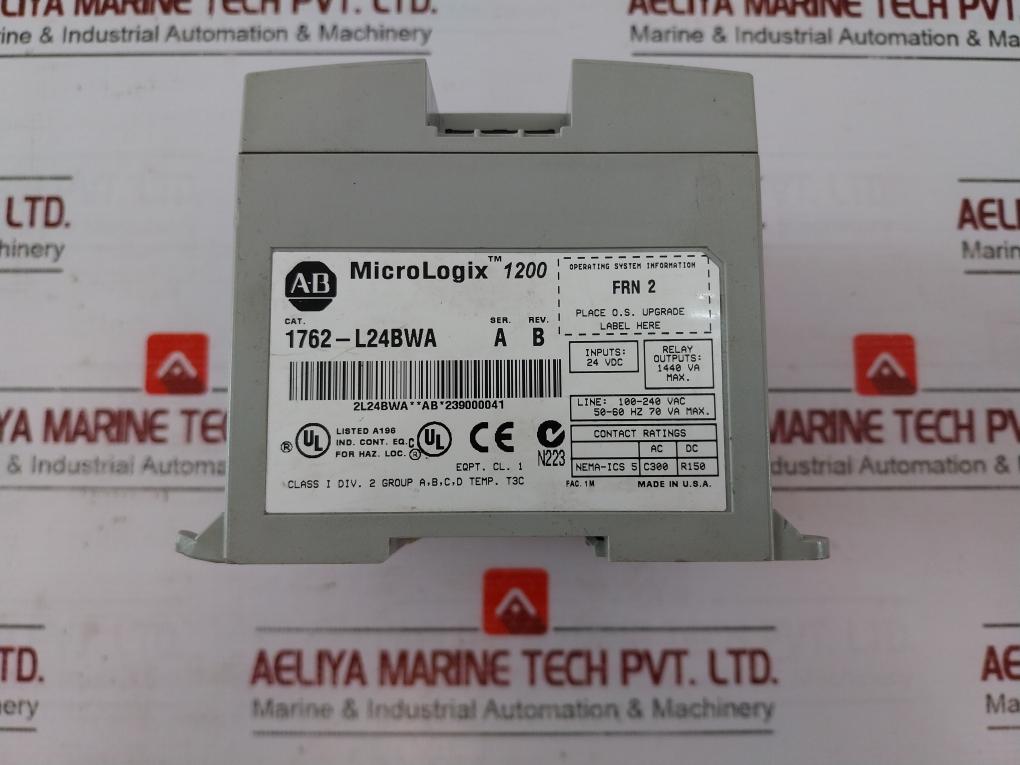 Allen-bradley 1762-l24Bwa Micrologix 1200 24 Point Controller 50-60Hz 24Vdc
