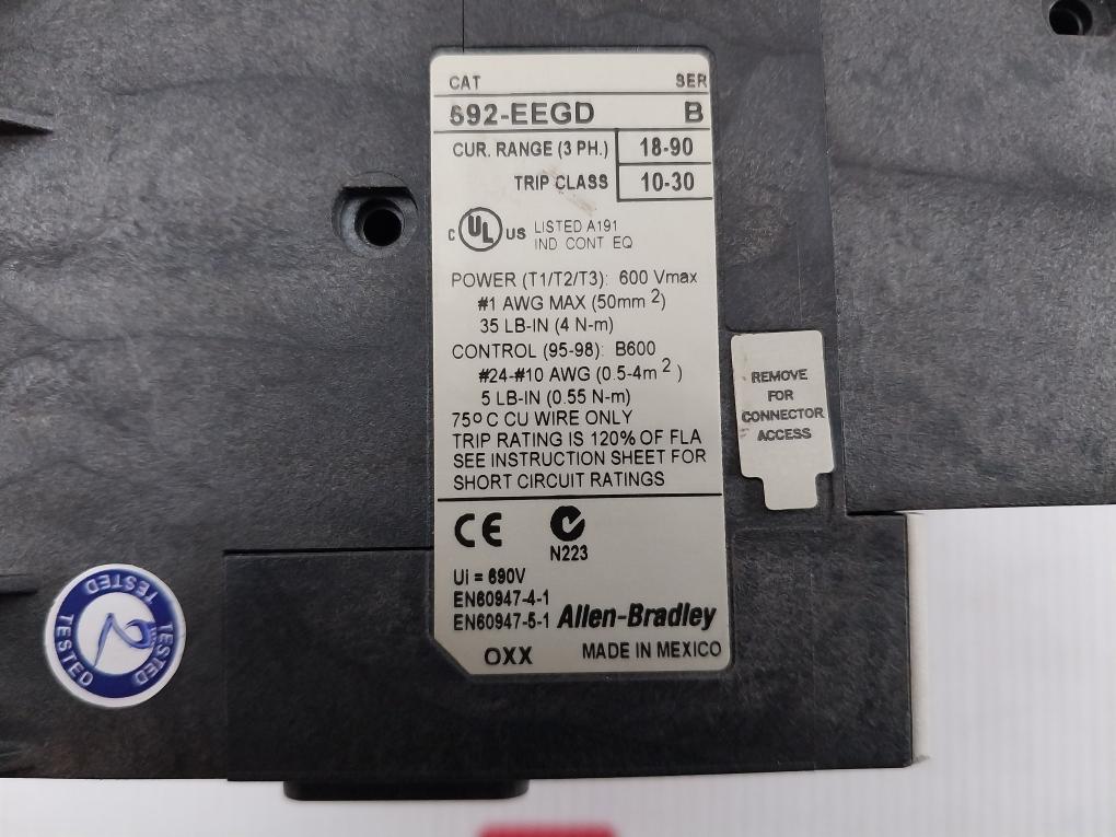 Allen-bradley 600V Max Overload Relay 592-eegd