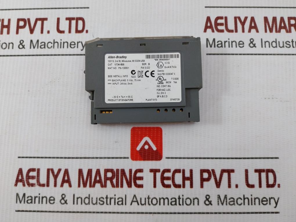 Allen-bradley Digital Dc Input Module 24Vdc, 5Ma Part No 1734-ib8