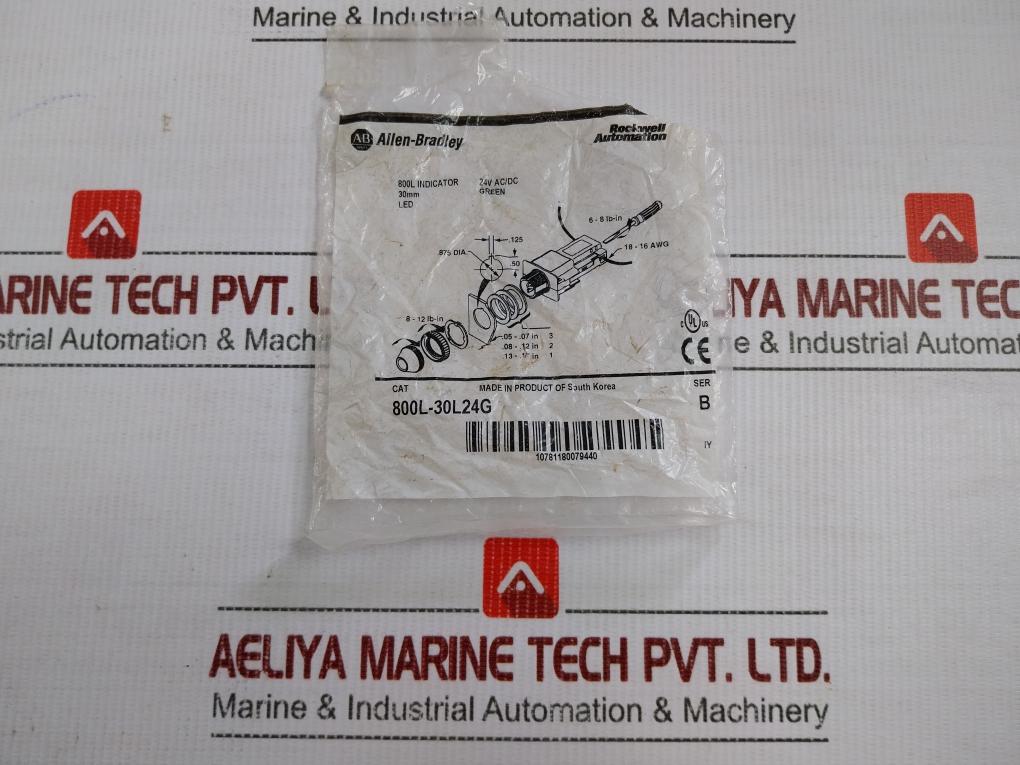 Allen-bradley Led Indicator Pilot Light 24Vac/Dc 800F-n3G 30Mm 800L-30L24G