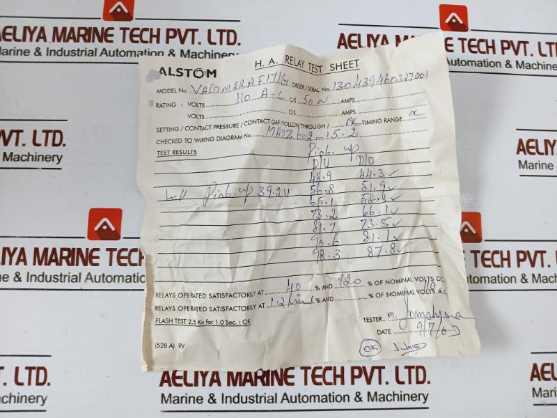 Alstom Vagm22Af171G Instantaneous Under Voltage Relay, 110A-c , 130439460327001