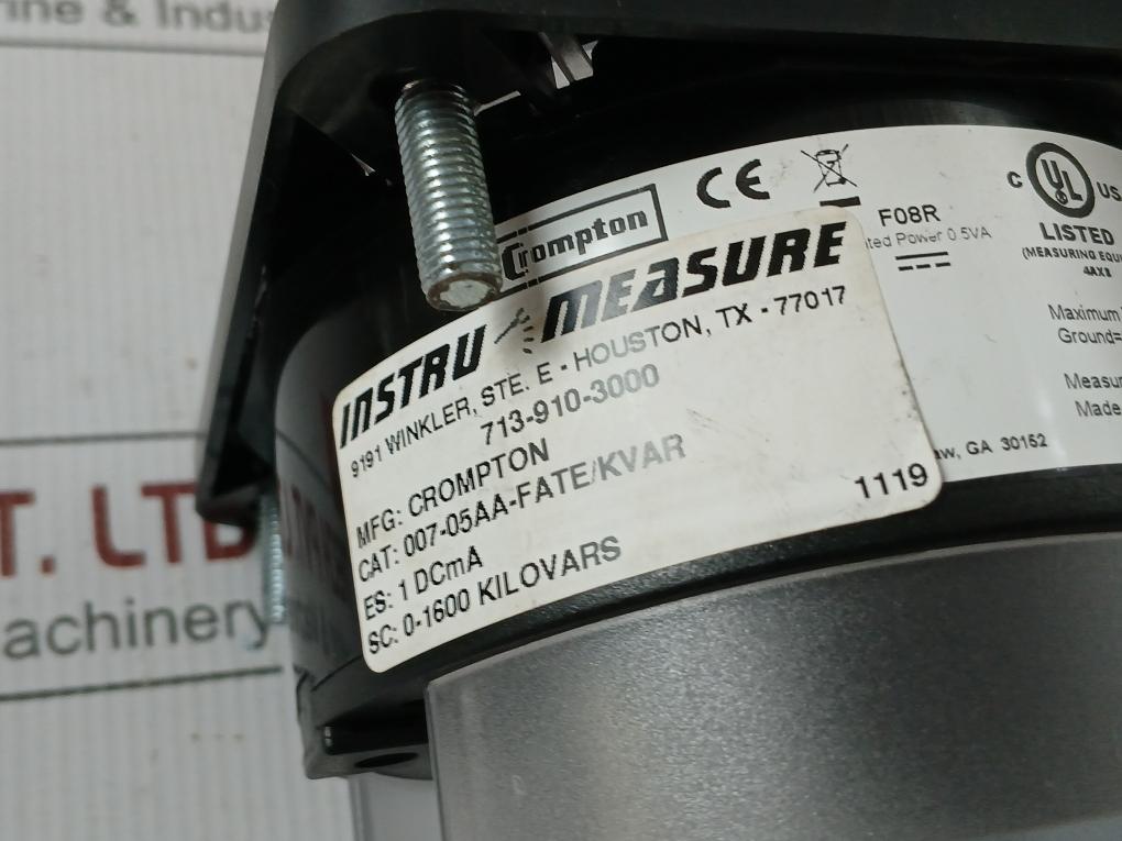 Analog Kvar Meter 0-1600Kilovars Crompton 007-05Aa-fate/Kvar