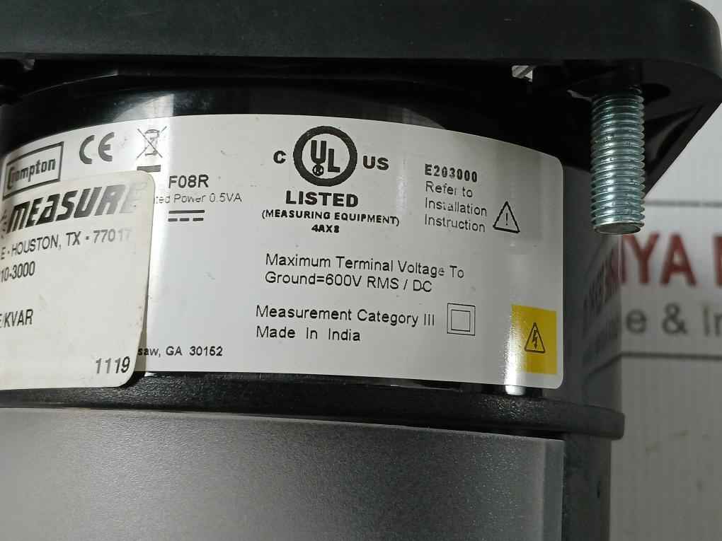 Analog Kvar Meter 0-1600Kilovars Crompton 007-05Aa-fate/Kvar