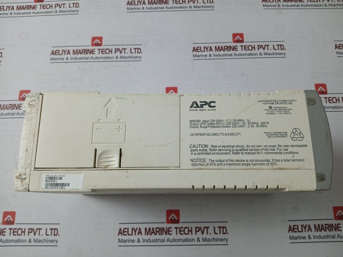 Apc Bk650Ei Back-ups Uninterruptible Power Supply Cs 220-240V, 5.3A 50-60Hz 400W