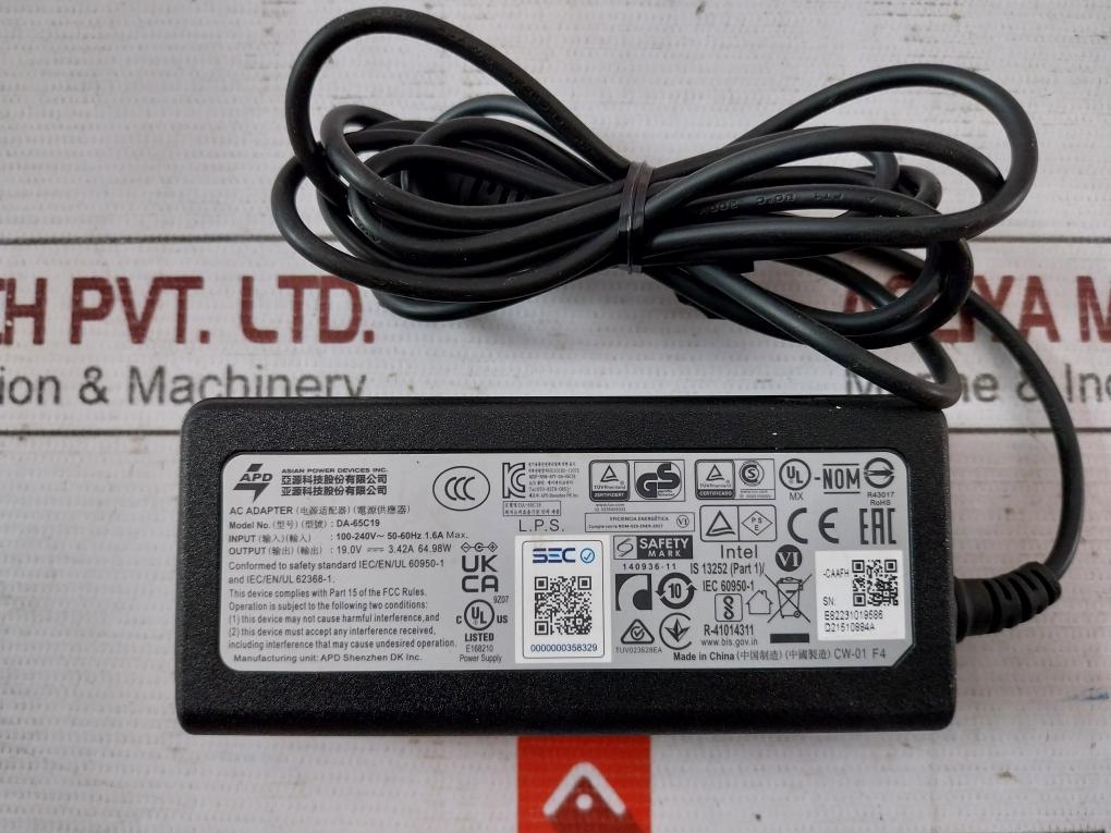 Apd Da-65C19 Ac Power Adapter Hu10182-11075 140936-11 Iec 60950-1 E168210
