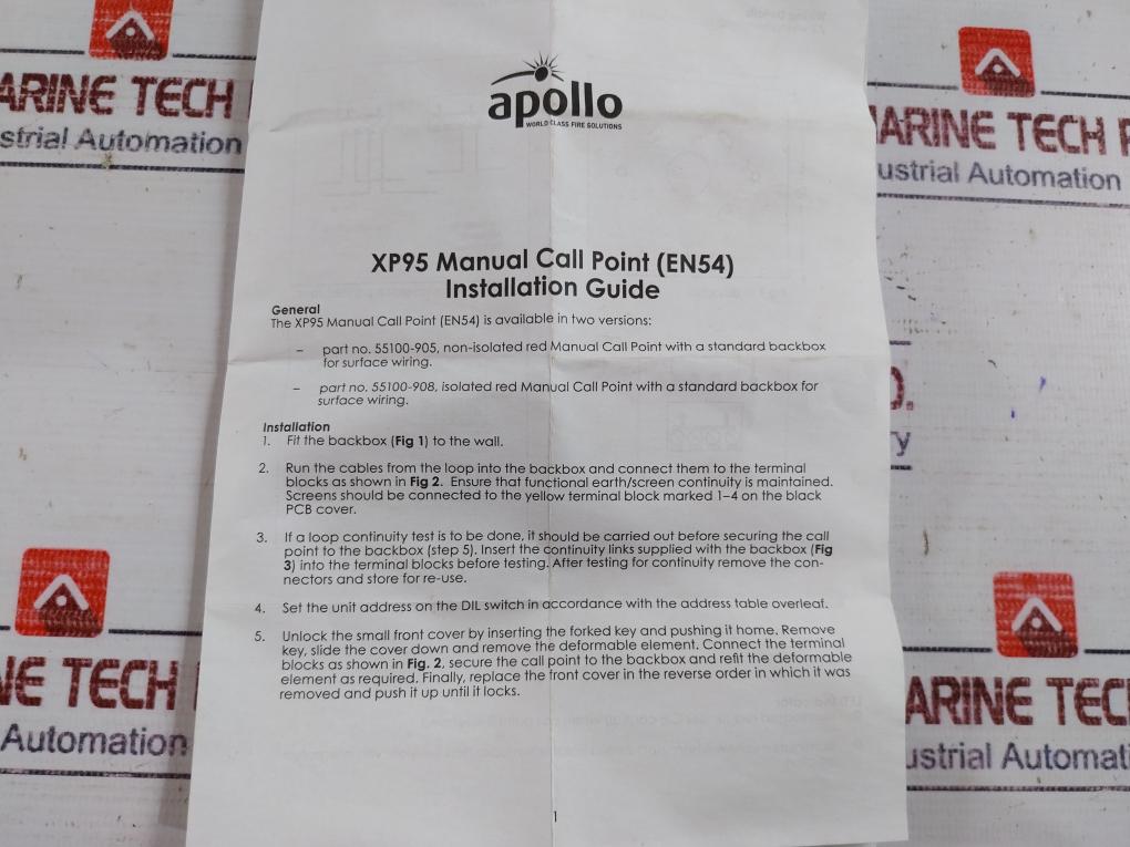 Apollo Xp95 Manual Call Point 55100-905 Apo
