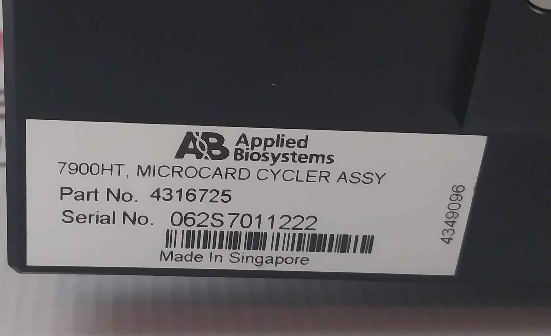 Applied Biosystems 4316725 Microcard Block Cycler Assembly Rev: A7 4315134