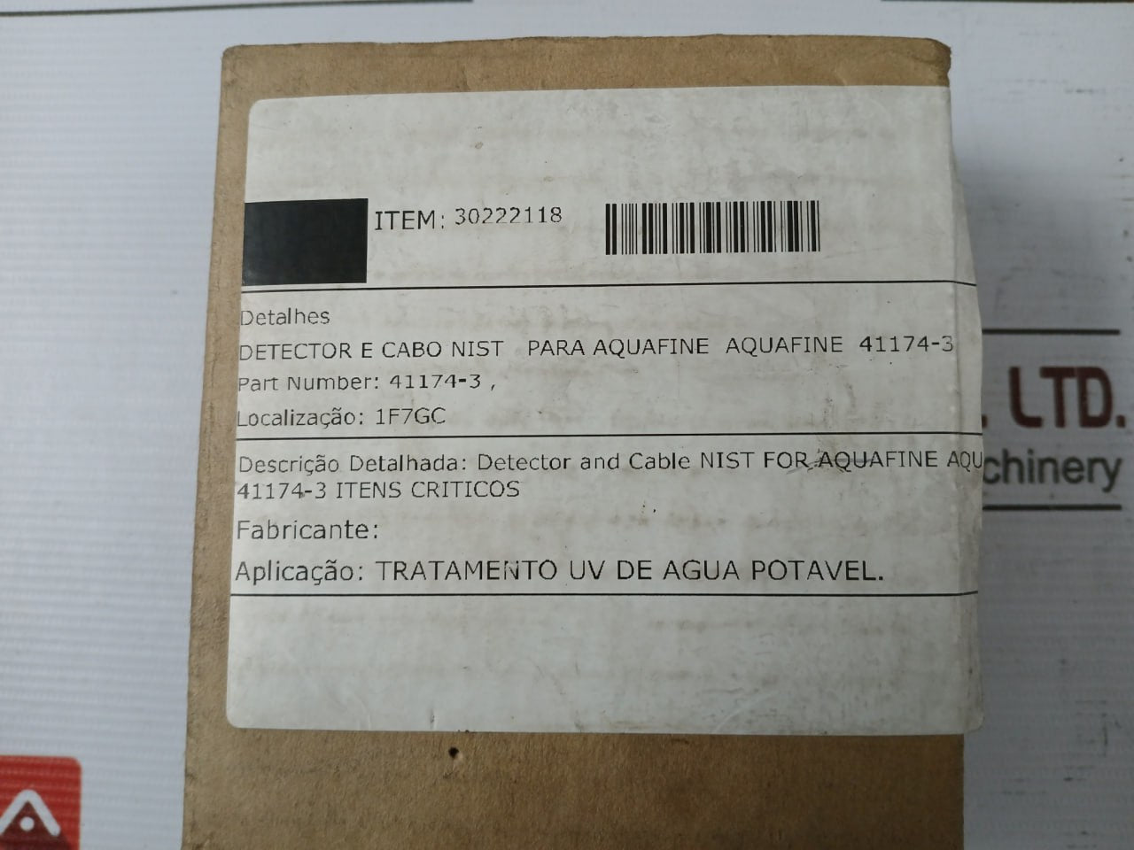 Aquafine 42601 Uv Sensor With Integrated Cable 41174-3 17Af0073