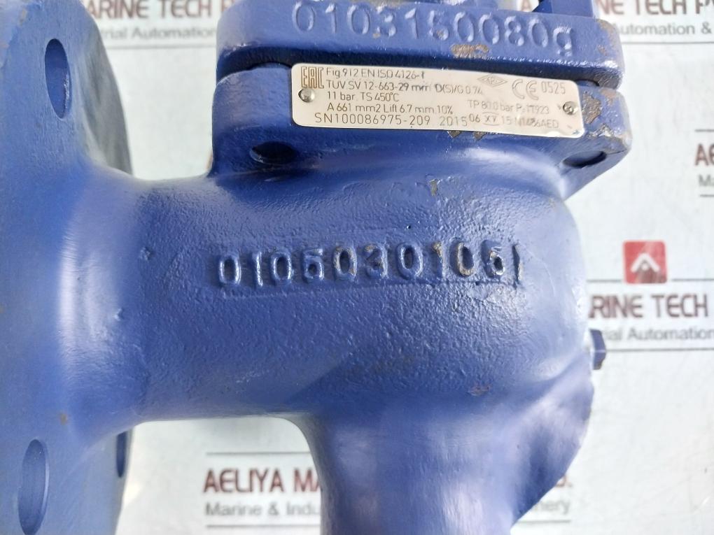 Ari Armaturen 912 Safety Valve Dn 32/50 Tp 80.0 Bar, 11 Bar En Iso 4126-1