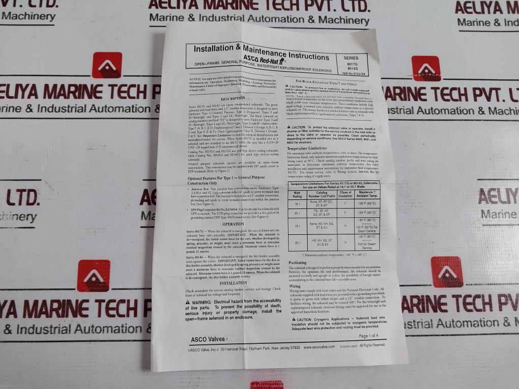 Asco 8214g236 Red-hat Ii 2-way Solenoid Valve, 3/4" 5 Psi Shutoff Valve