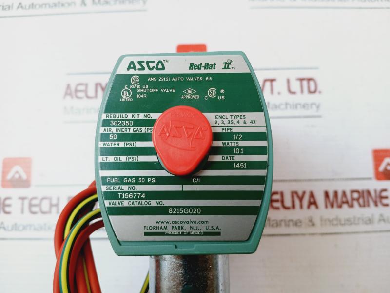 Asco 8215G020 Red-hat Solenoid Valve 1/2" 10.1 Watts 50 Psi
