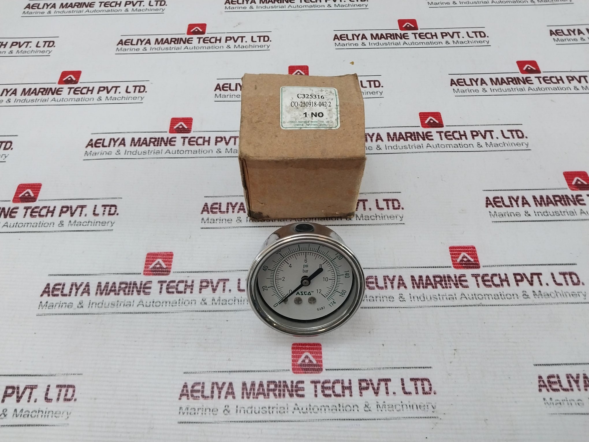 Asco C325316 Pressure Gauge 0-12 Bar