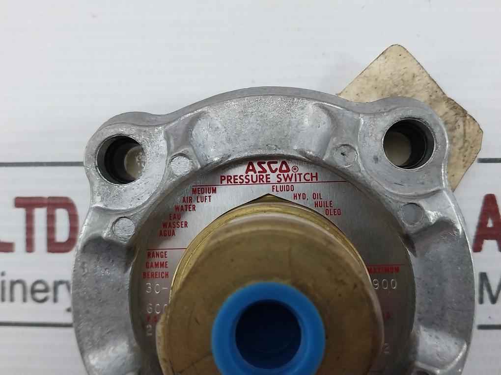 Asco Tk10A21 Pressure Switch Transducer Range - 30-600 Psi